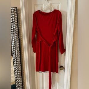 Red Casual Bodycon Dress with Tie Front